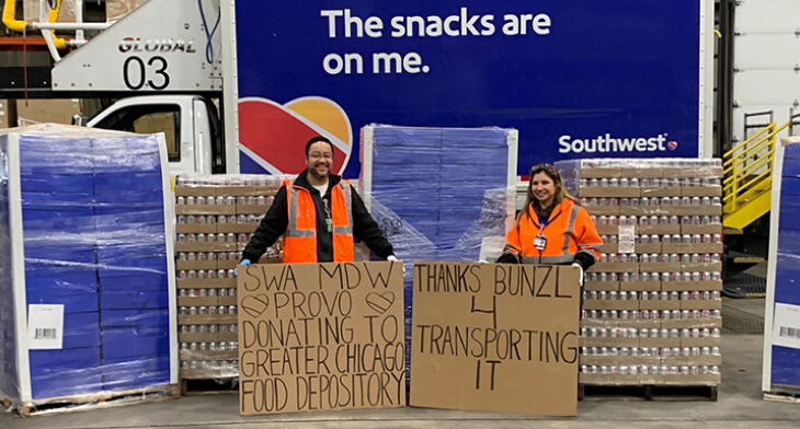 Southwest Airlines has donated more than US$400,000 in snacks and other in-flight provisioning items to dozens of nonprofit organisations across the US.