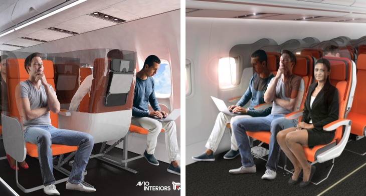 Aviointeriors has responded to a post COVID-19 future by redesigning the high-density economy class seating to account for social distancing among passengers with the Glassafe shield