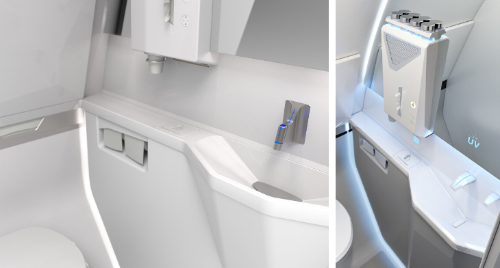 Diehl Aviation Cabin Confidence Concept -Touchless features for the aircraft cabin, particularly for lavatory environments, in order to enhance hygiene on board;