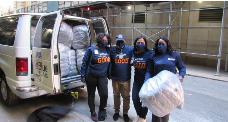 JetBlue has donated new blanket, pillow and amenity kits to the City of New York