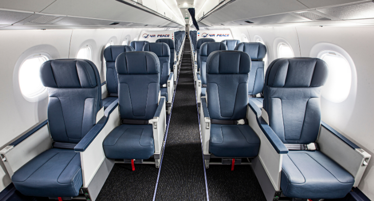 Air Peace has taken delivery of Africa's first E2 and the world's first with Embraer's staggered seating