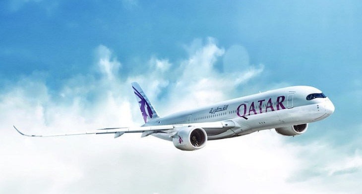 Qatar Airways A350 mid-flight