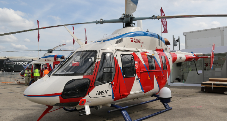 Ansat helicopter fitted with Mku30 sat comms