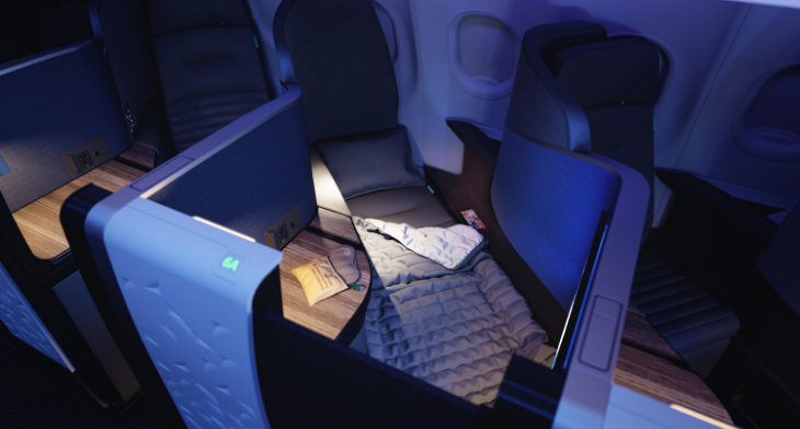 JetBlue's reimagined Mint suite, with Tuft & Needle bedding