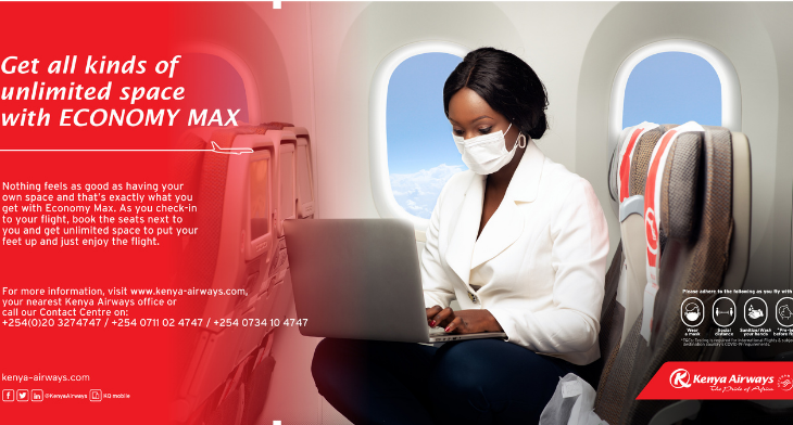 Kenya Airways has introduced the seat blocker option Economy Max