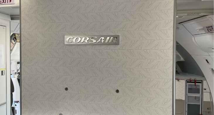 As part of Corsair’s cabin modernisation project in 2020, ABC International designed and installed branding panels inside the cabins of the A330-900 aircraft owned by Avolon and operated by Corsair