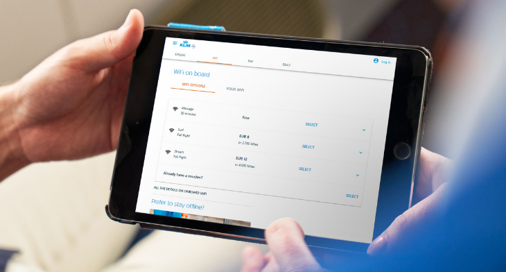 KLM Wi-Fi portal supported by Viasat