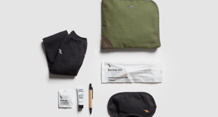 Shinola’s new amenity kit bag has been designed exclusively for American and includes aromas Rose Atlantic and Radio Bombay in lip balms and lotions from D.S. & Durga.