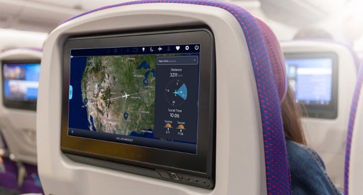FlightPath3D Moving Map Displayed on an In-Seat Monitor