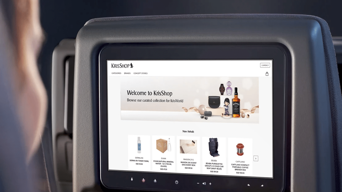 Singapore Airlines has become the first airline to offer direct online shopping on KrisShop on board its planes.