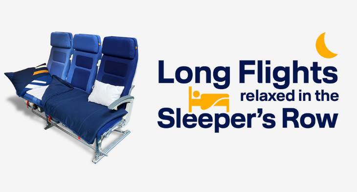 Lufthansa passengers traveling in economy class on select long-haul flights will have the option of booking a Sleeper’s Row at the check-in or at the gate before their flight.