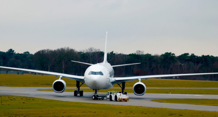 Airbus A330-343 arriving at Fokker Techniek, Woensdrecht