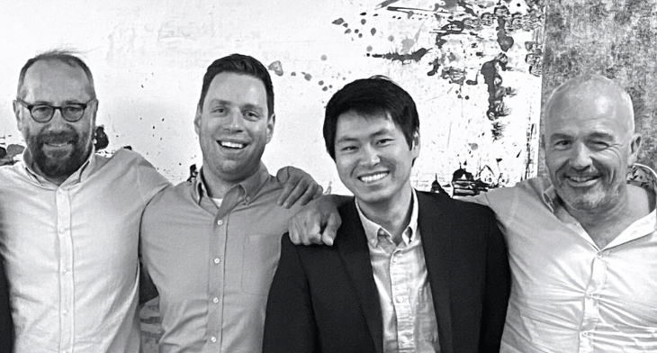 Gabriel Abascal, co-founder and CFO of Newshore; Alex Mans, CEO and founder of FLYR Labs; Andrew Jing, VP of M&A and investment research at FLYR Labs; and Enric Puig, co-founder and CEO of Newshore.