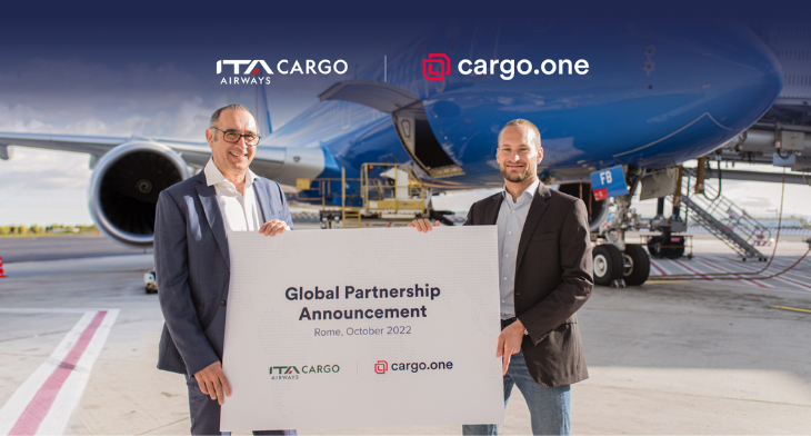 ITA Airways Cargo and cargo.one today announced a global partnership to bring the Italian national carrier’s cargo capacities to the leading managed marketplace for digital air cargo bookings.